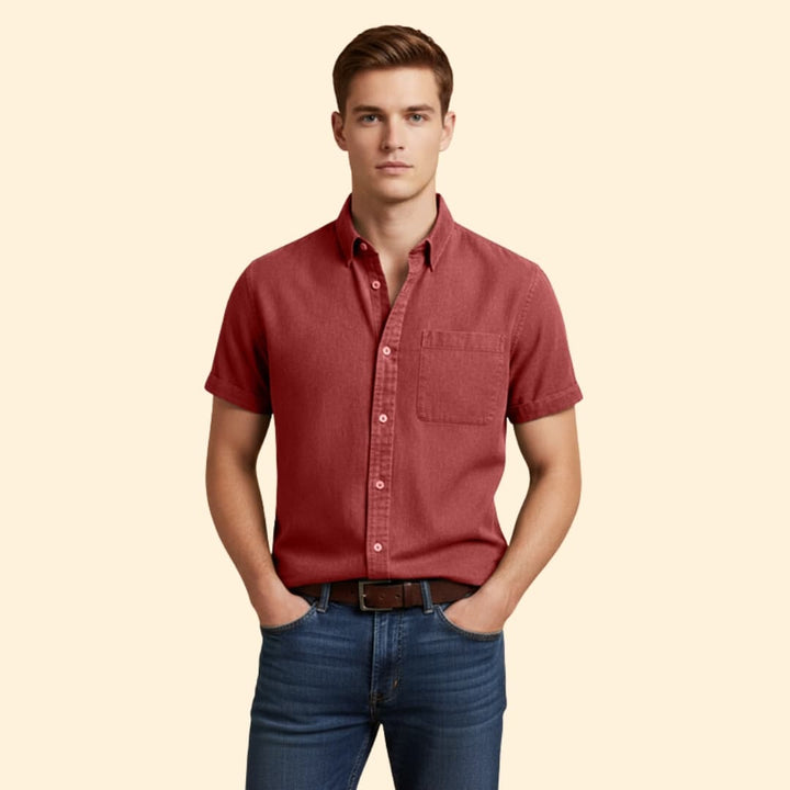 Men's Casual Short Sleeve Button-Down Shirt