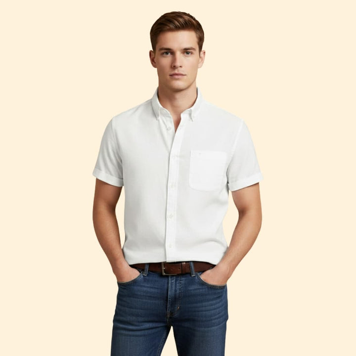 Men's Casual Short Sleeve Button-Down Shirt
