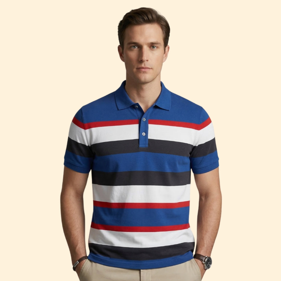 Men's Casual Stripe Polo Shirt