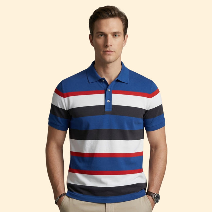 Men's Casual Stripe Polo Shirt