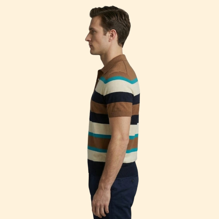 Men's Casual Stripe Polo Shirt