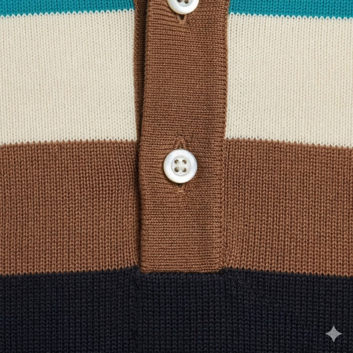 Men's Casual Stripe Polo Shirt