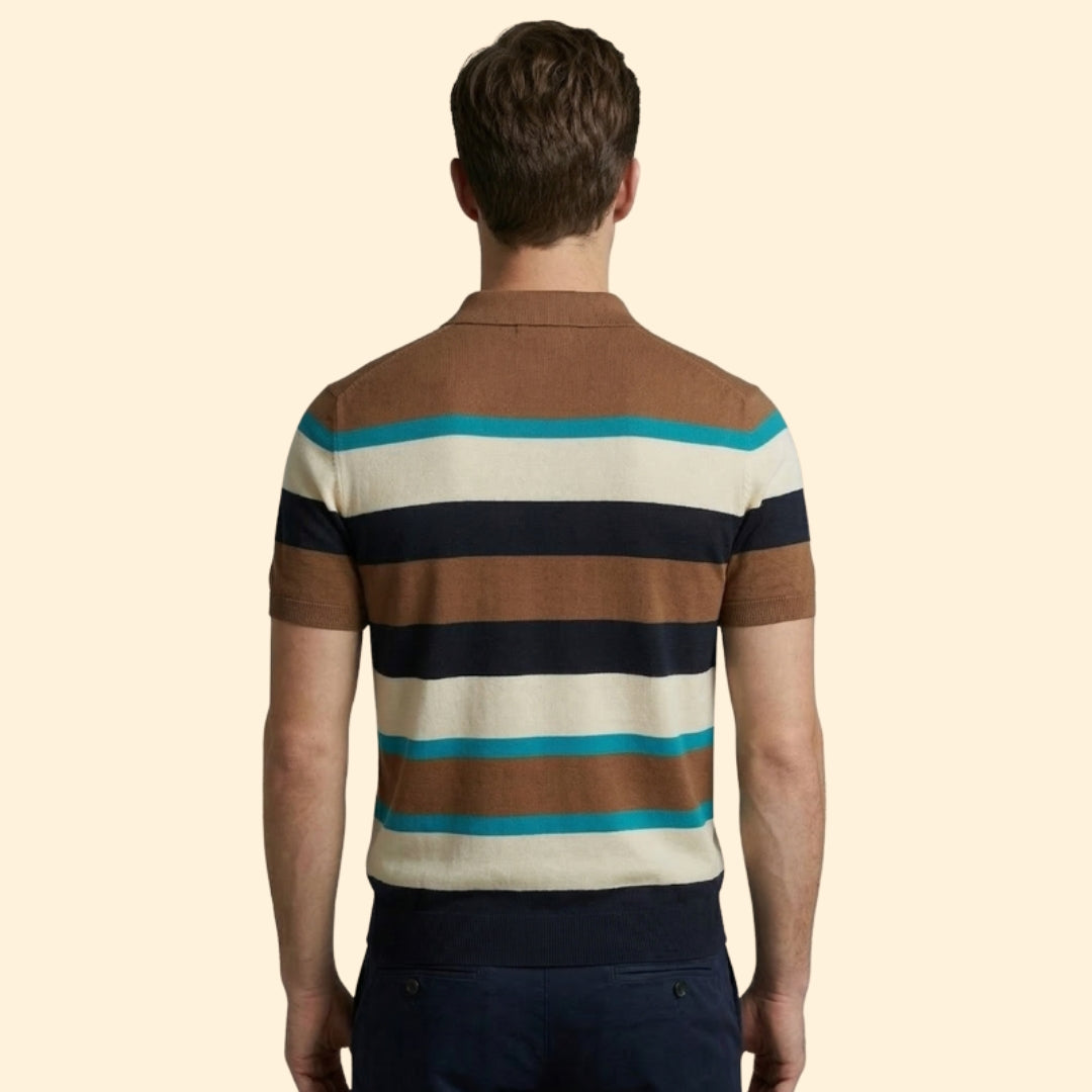 Men's Casual Stripe Polo Shirt