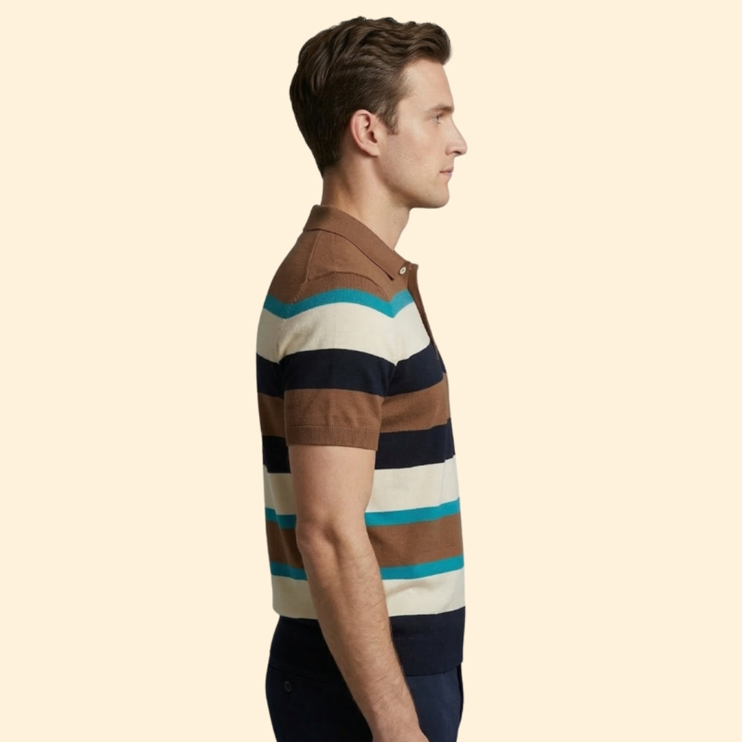 Men's Casual Stripe Polo Shirt