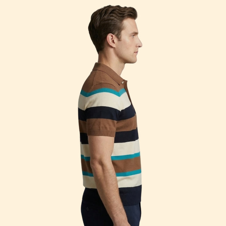 Men's Casual Stripe Polo Shirt