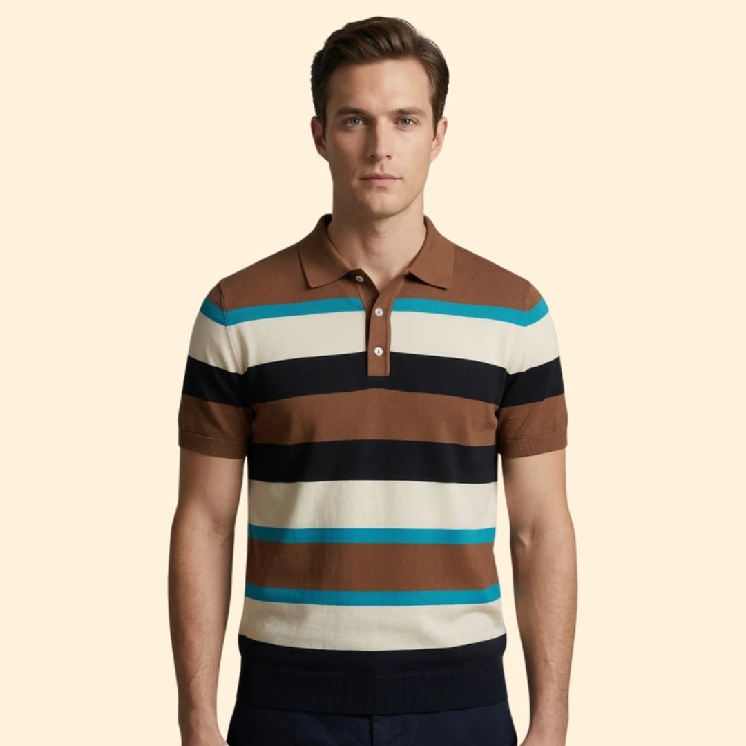 Men's Casual Stripe Polo Shirt