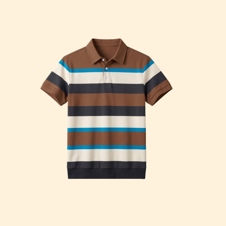 Men's Casual Stripe Polo Shirt