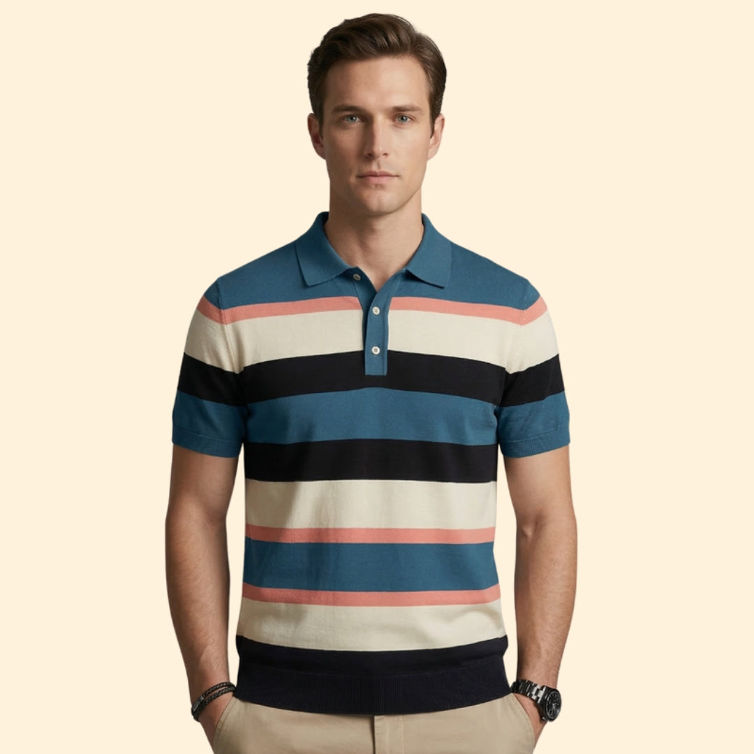 Men's Casual Stripe Polo Shirt