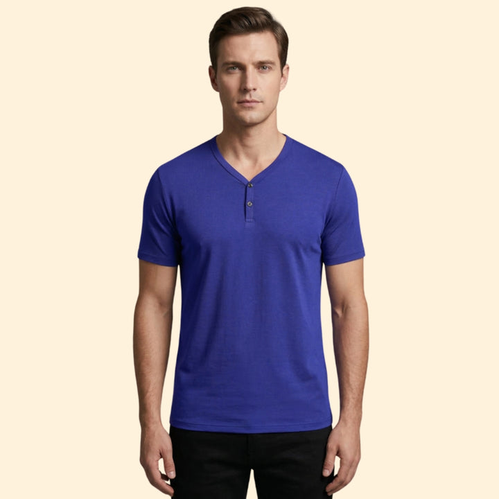 Men's Classic V-Neck Button T-shirt