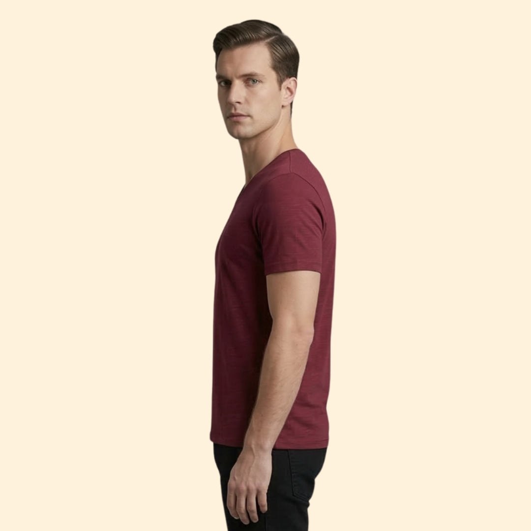 Men's Classic V-Neck Button T-shirt