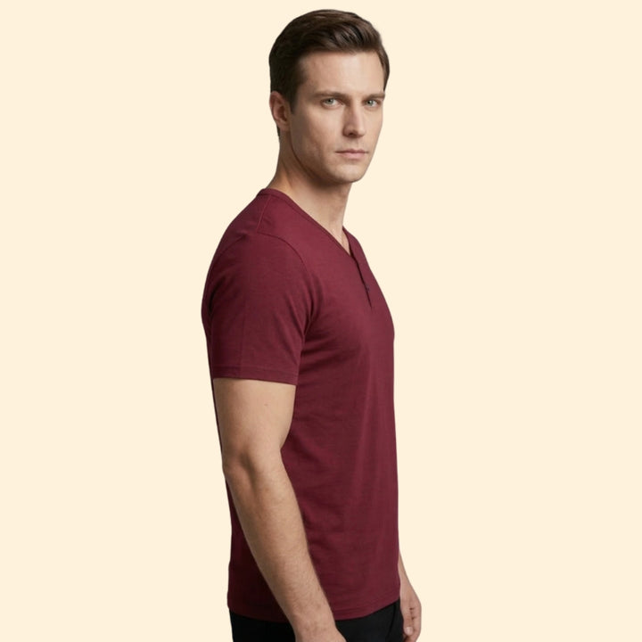 Men's Classic V-Neck Button T-shirt