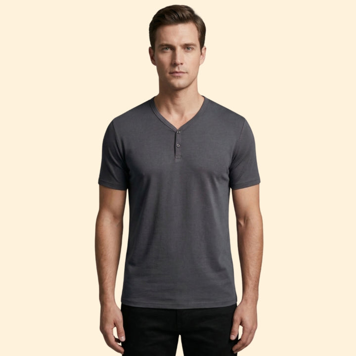 Men's Classic V-Neck Button T-shirt