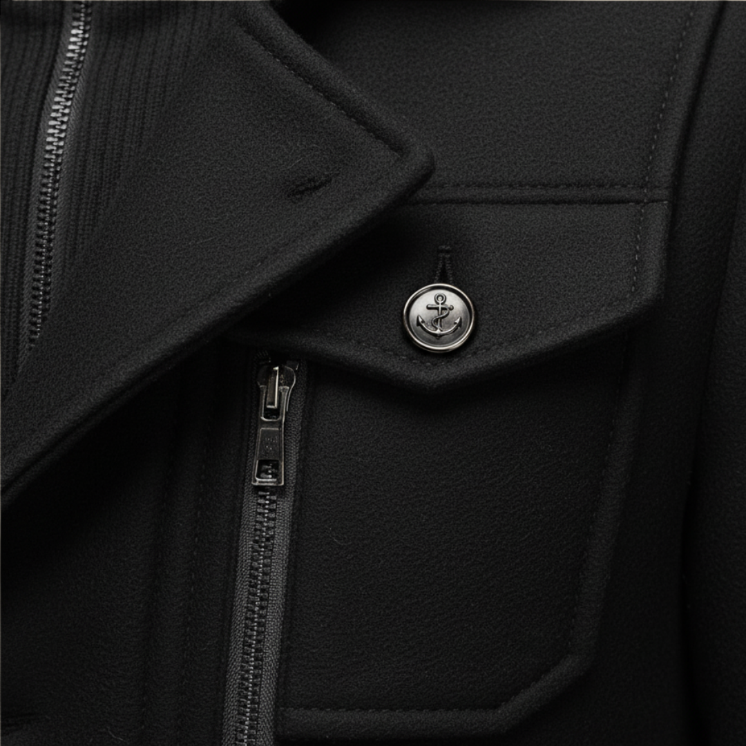 Men’s Coat with Layered Closure
