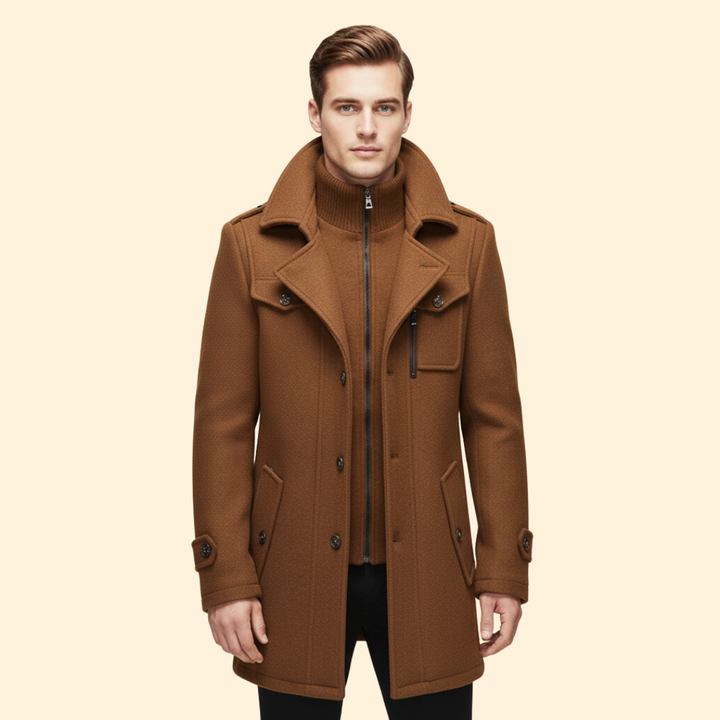 Men’s Coat with Layered Closure