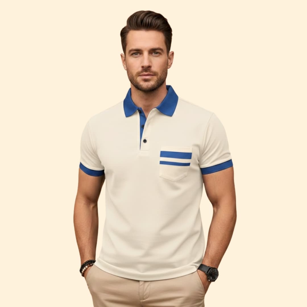 Men's Color-Block Polo Shirt
