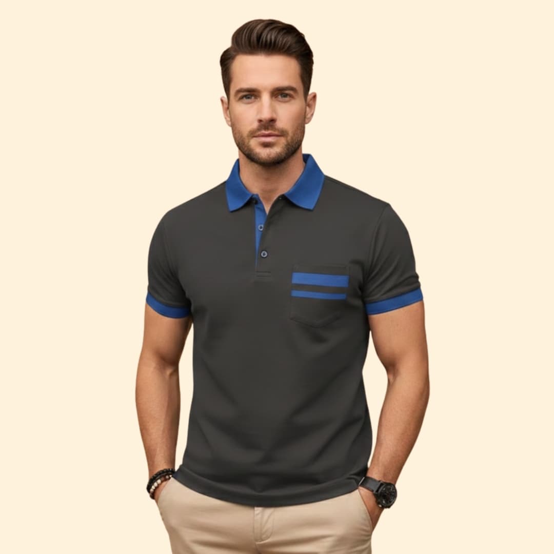 Men's Color-Block Polo Shirt