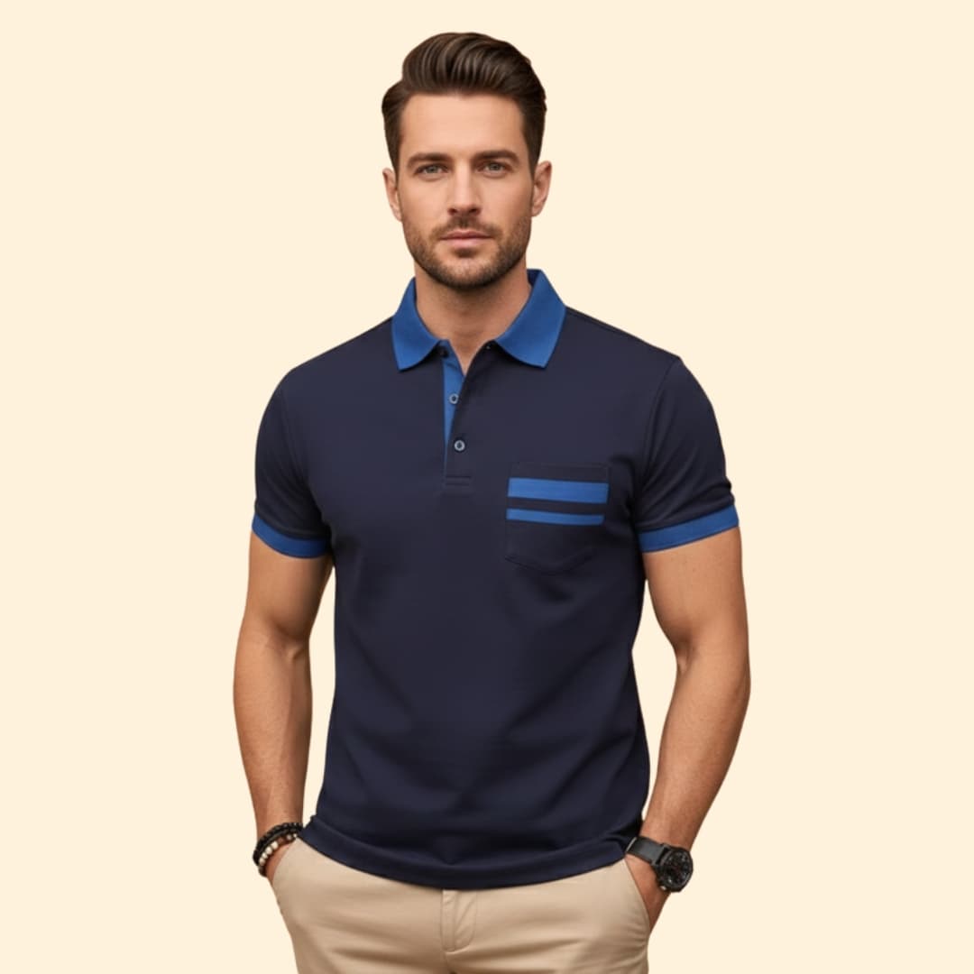 Men's Color-Block Polo Shirt