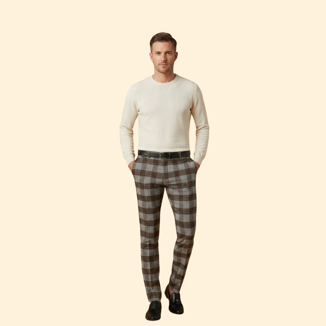 Men's Grid Pattern Trousers
