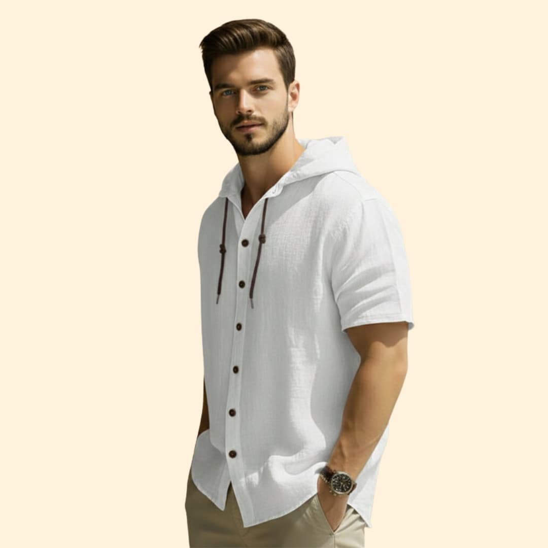 Men's Hooded Button-Up Shirt