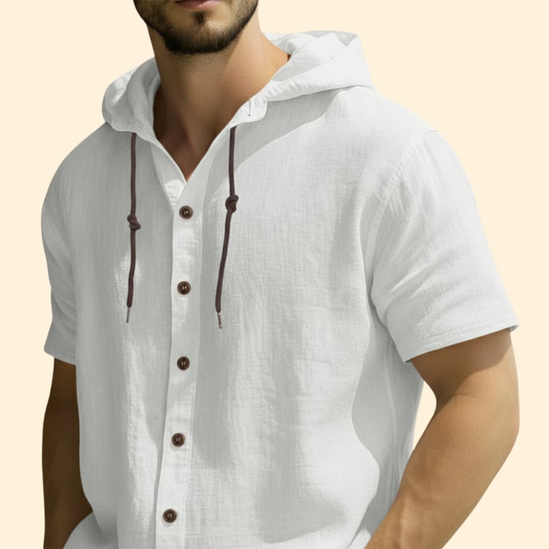 Men's Hooded Button-Up Shirt
