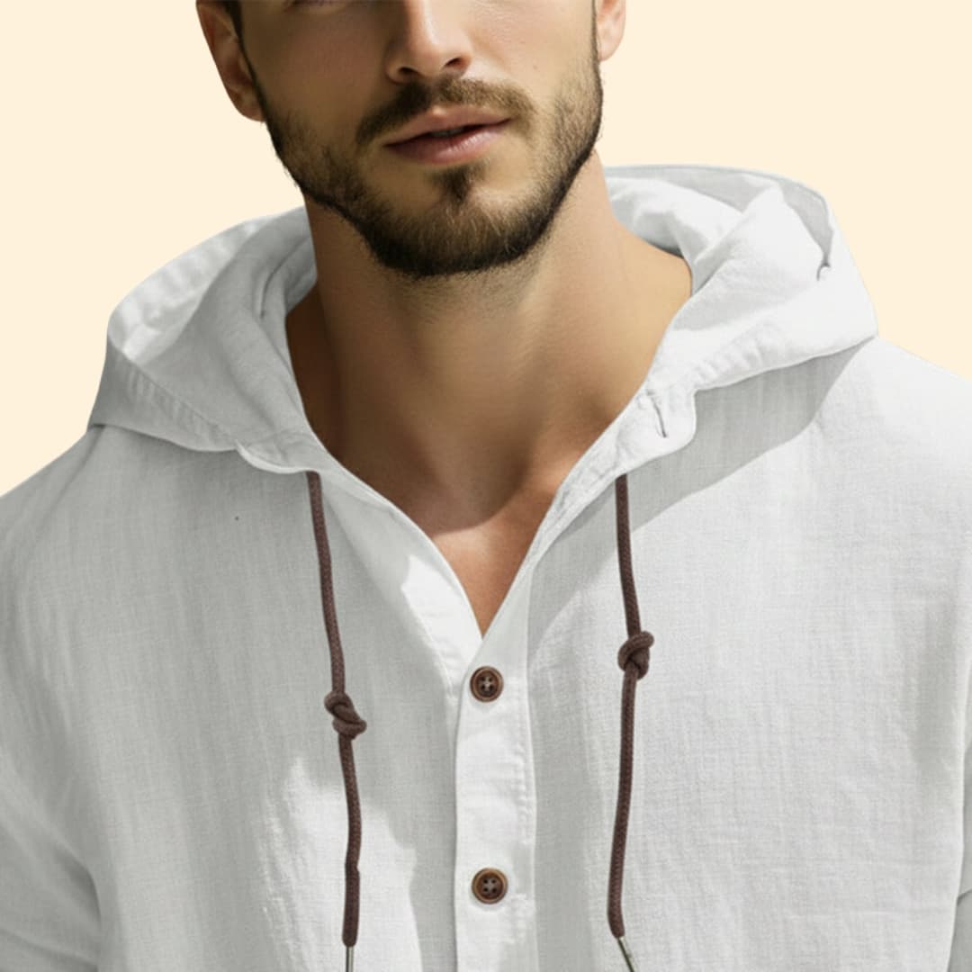 Men's Hooded Button-Up Shirt