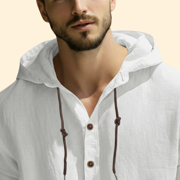 Men's Hooded Button-Up Shirt