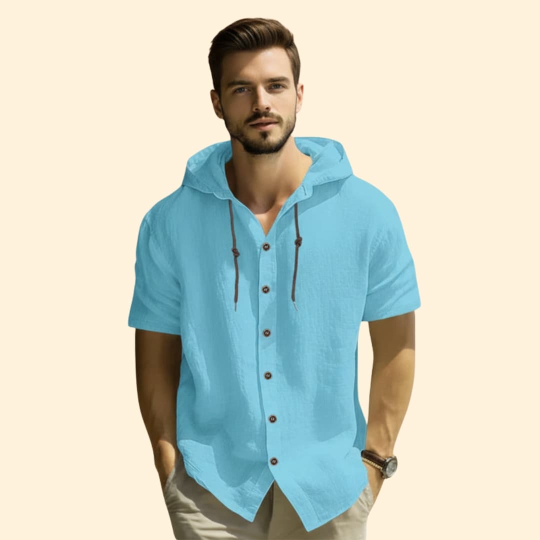 Men's Hooded Button-Up Shirt