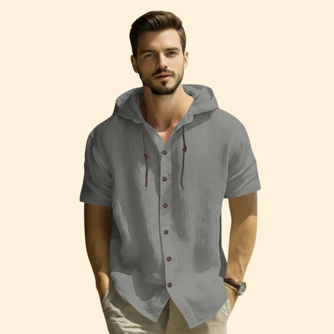 Men's Hooded Button-Up Shirt