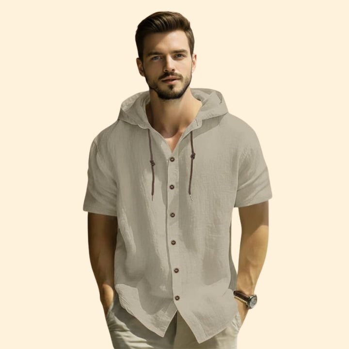 Men's Hooded Button-Up Shirt