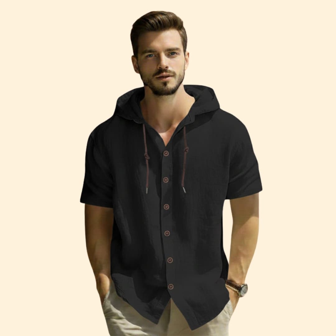 Men's Hooded Button-Up Shirt
