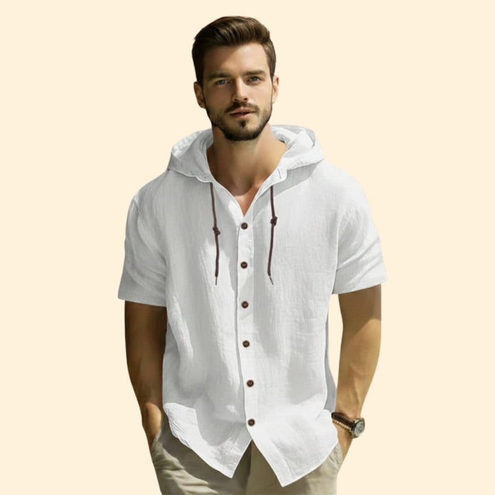 Men's Hooded Button-Up Shirt