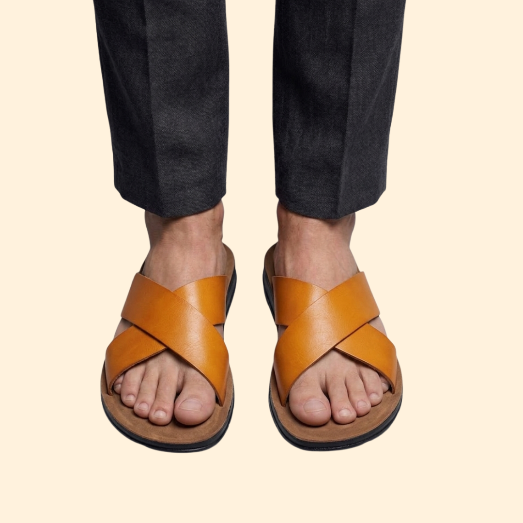 Men's Leather Sandals Slip-On
