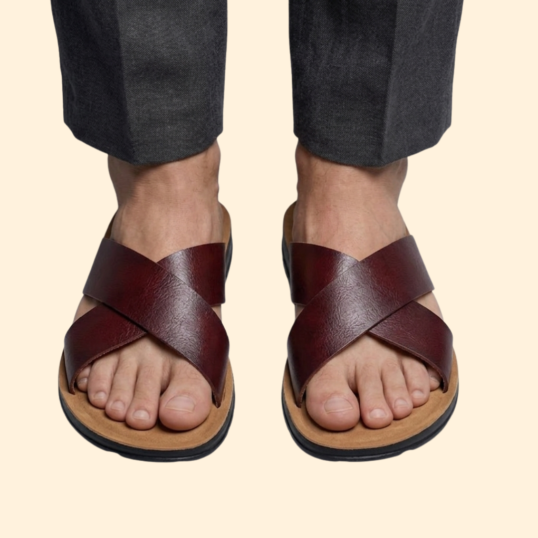 Men's Leather Sandals Slip-On