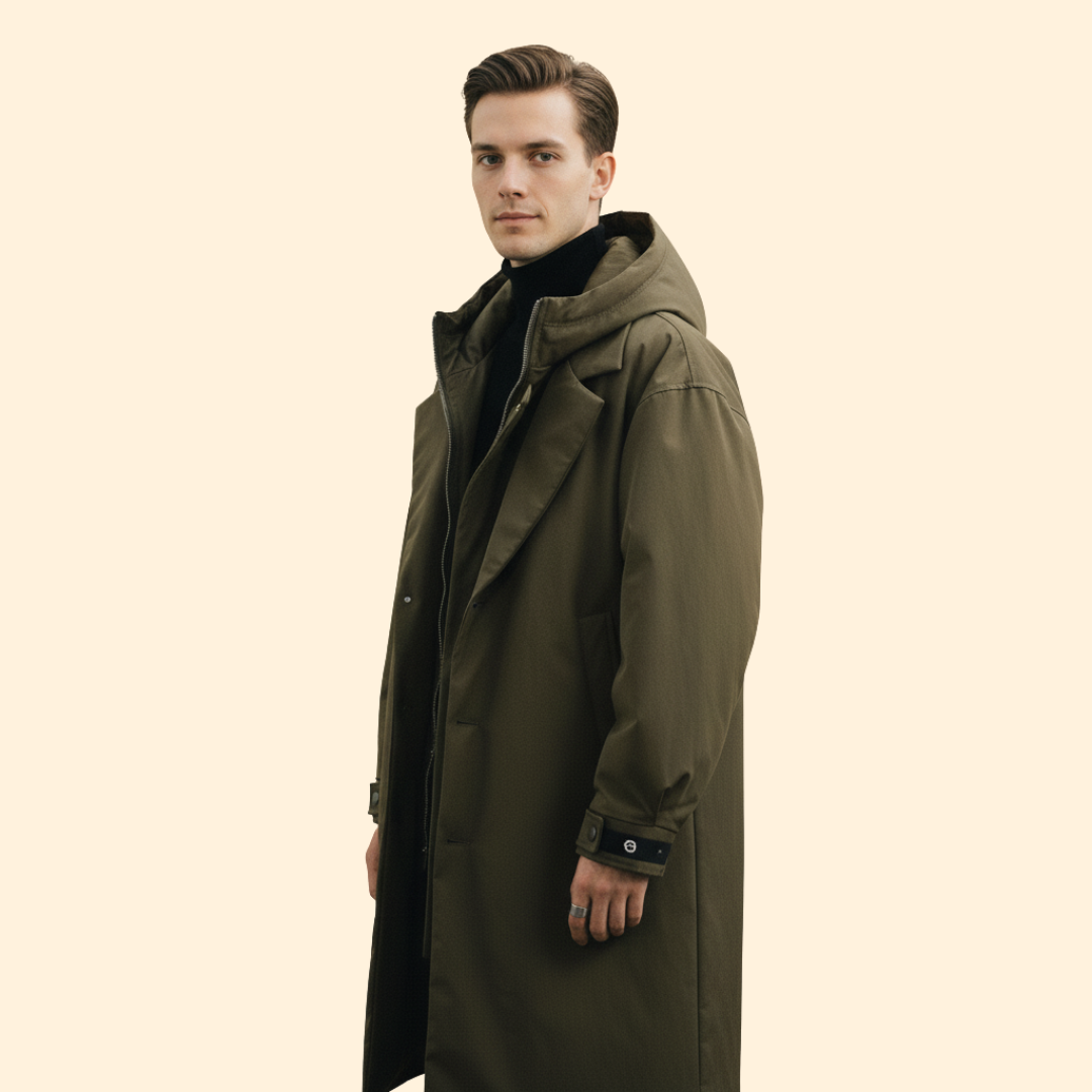 Men’s Long Coat with Lapel Collar