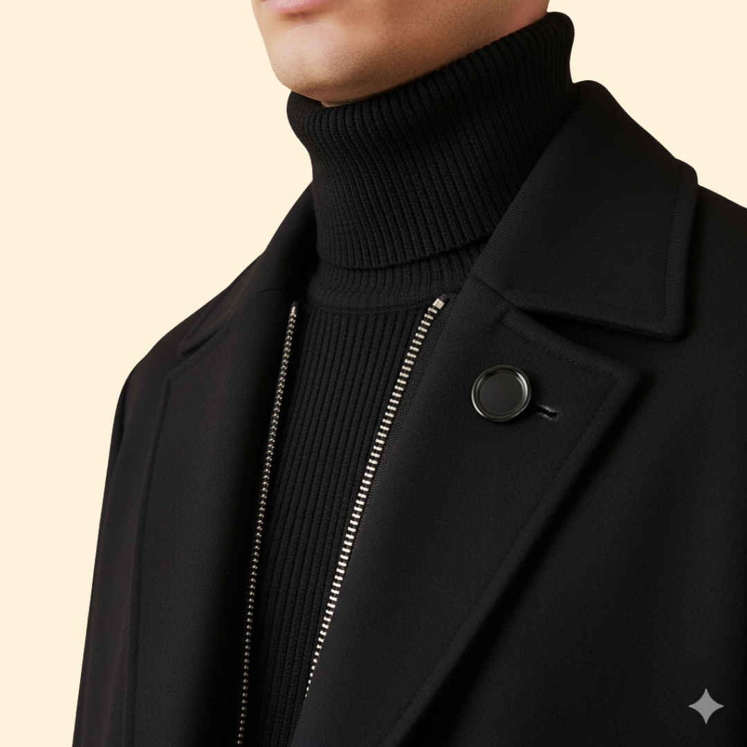 Men’s Long Coat with Lapel Collar