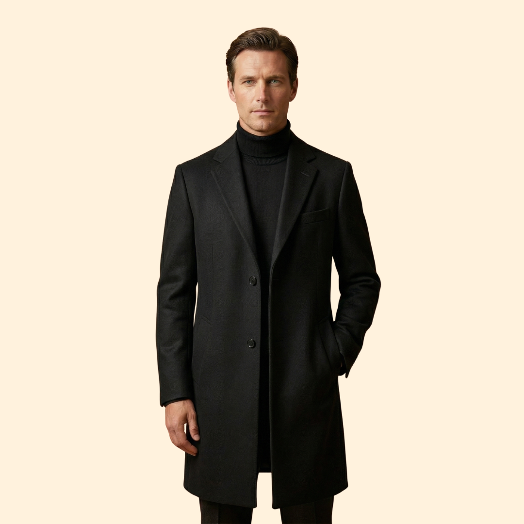 Men’s Long Overcoat with Tailored Fit