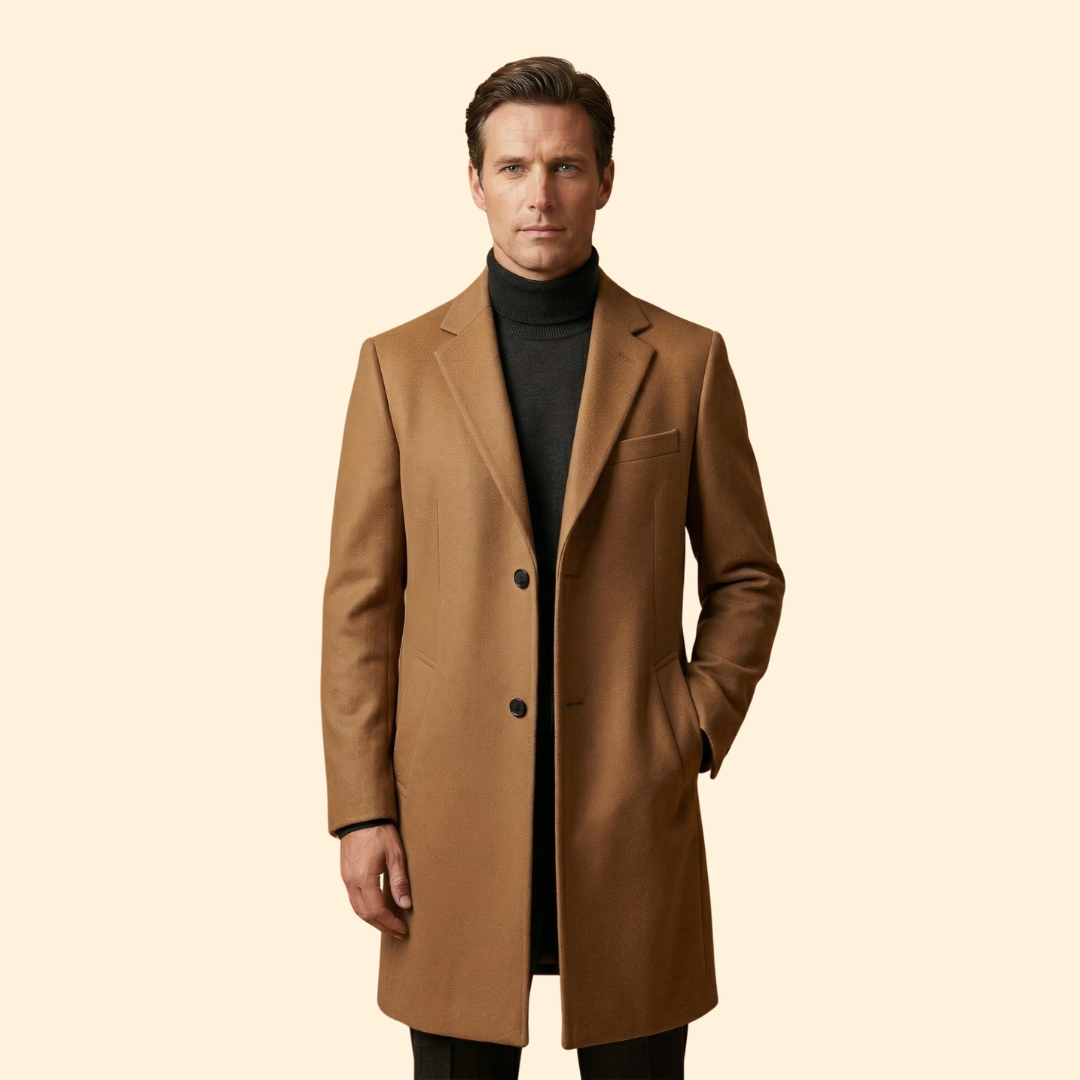 Men’s Long Overcoat with Tailored Fit