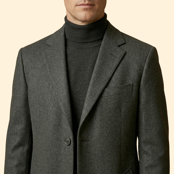 Men’s Long Overcoat with Tailored Fit