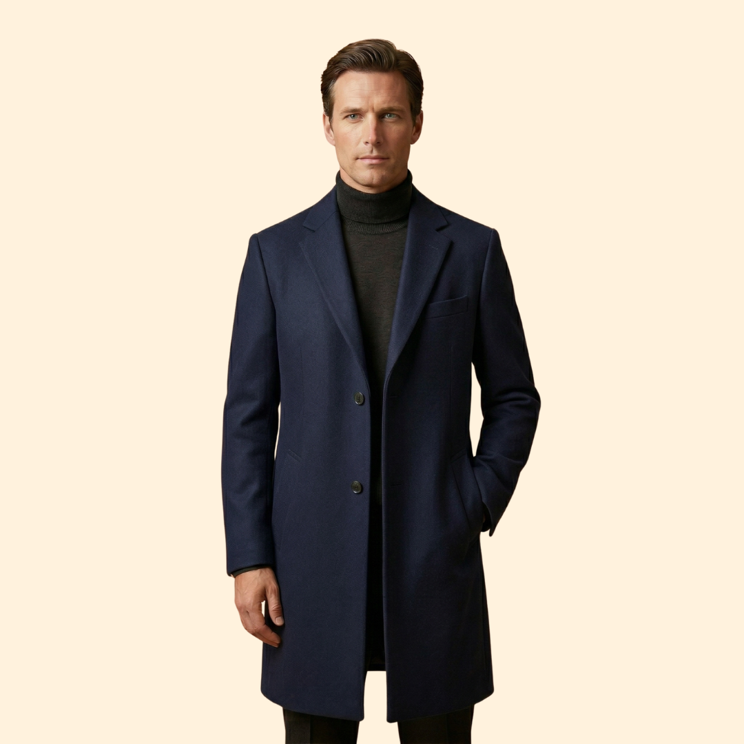 Men’s Long Overcoat with Tailored Fit