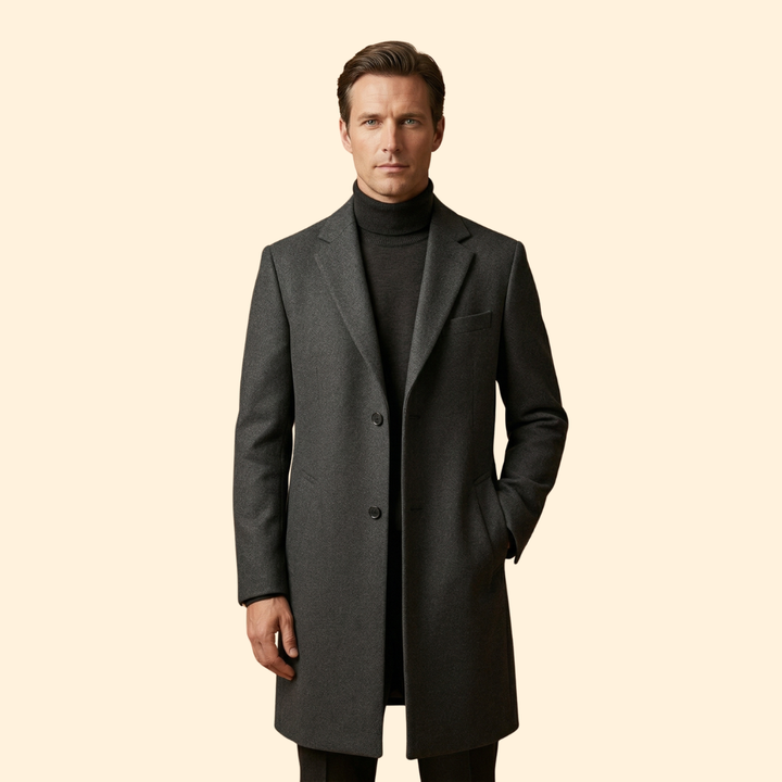 Men’s Long Overcoat with Tailored Fit