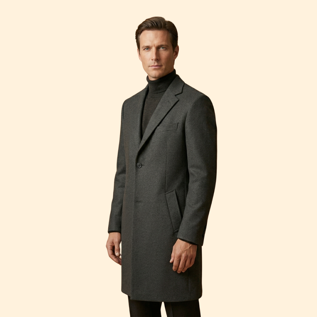 Men’s Long Overcoat with Tailored Fit