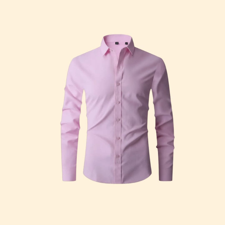 Men's Long Sleeve Shirt with Collar and Button Placket