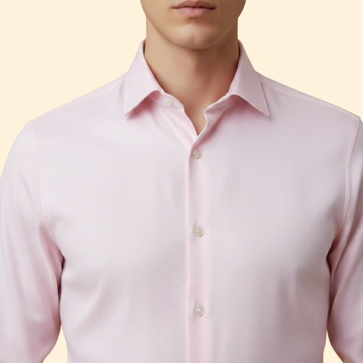 Men's Long Sleeve Shirt with Collar and Button Placket