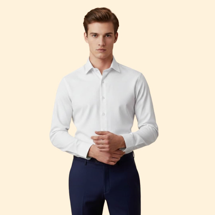 Men's Long Sleeve Shirt with Collar and Button Placket