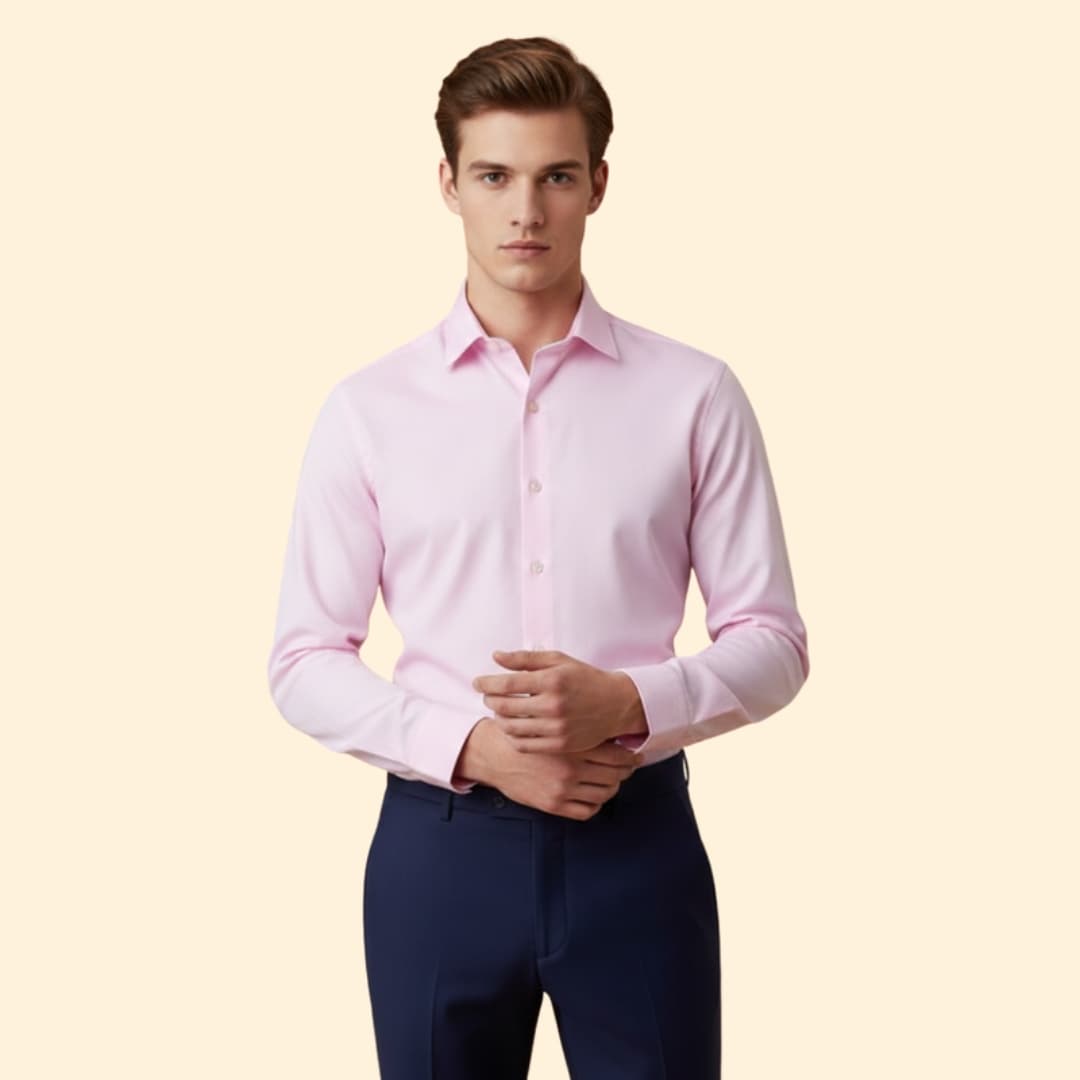 Men's Long Sleeve Shirt with Collar and Button Placket