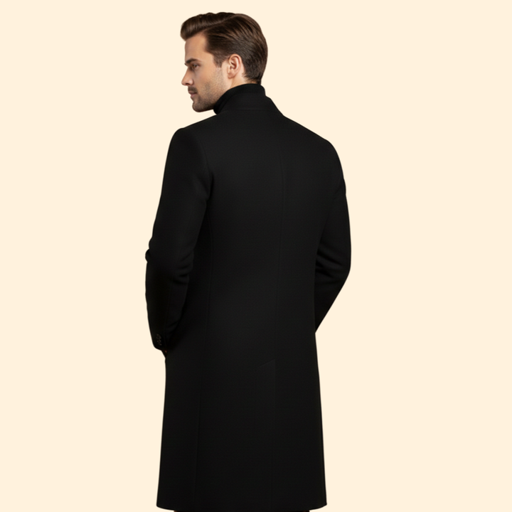Men’s Notched Collar Long Coat