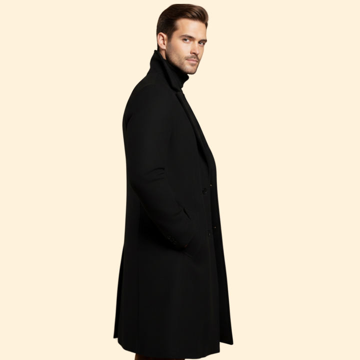 Men’s Notched Collar Long Coat