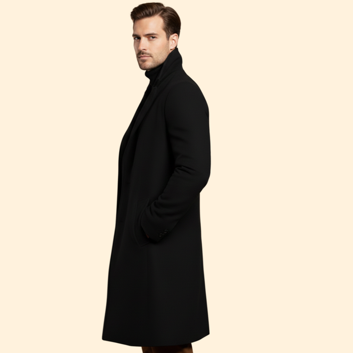 Men’s Notched Collar Long Coat