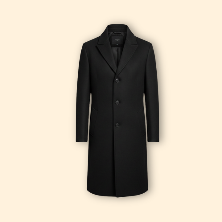 Men’s Notched Collar Long Coat