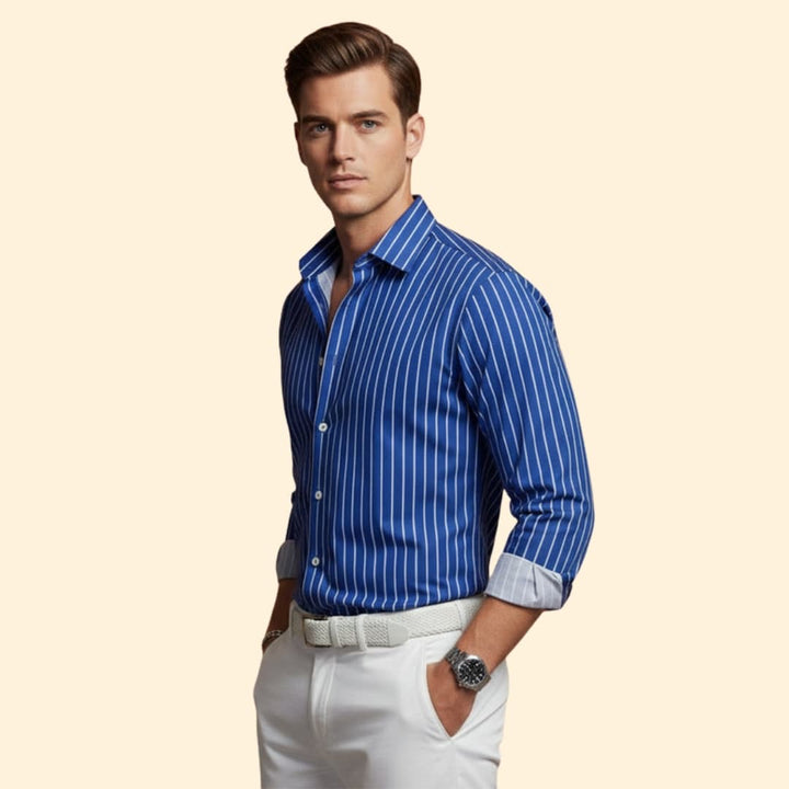 Men's Pinstriped Dress Shirt